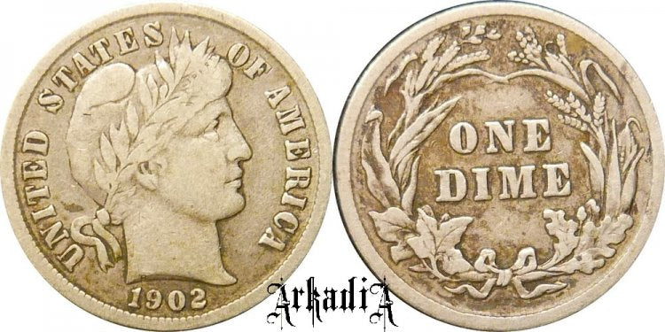 USA 1 dime 1902 Barber
