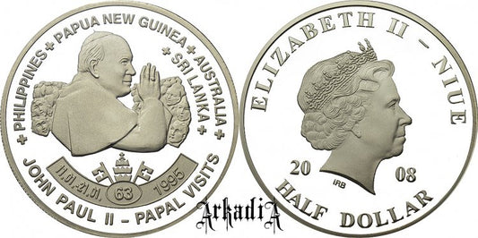 Niue 1/2 $ 2008 - pielgrzymka Filipiny, Papua Nowa Gwinea, Australia, Sri Lanka