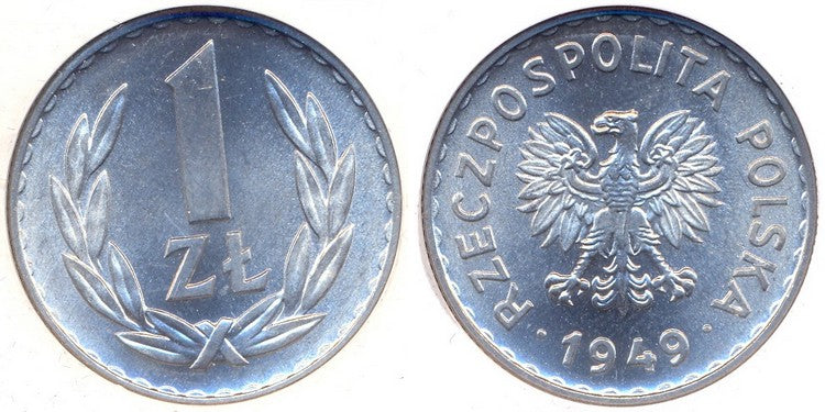 1 złoty 1949 aluminium