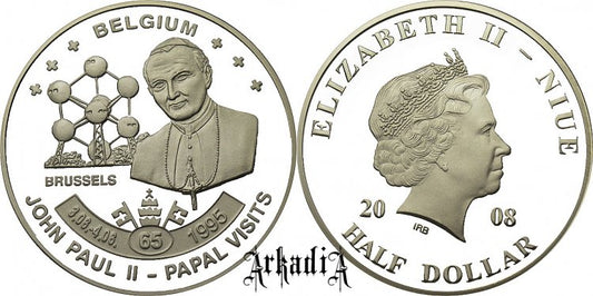 Niue 1/2 $ 2008 - pielgrzymka Belgia