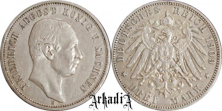 Saksonia 3 marki 1909 E