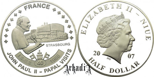 Niue 1/2 $ 2007 - pielgrzymka Francja