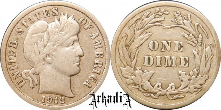 USA 1 dime 1913 Barber