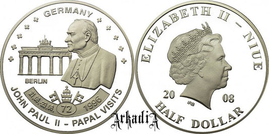 Niue 1/2 $ 2008 - pielgrzymka Niemcy