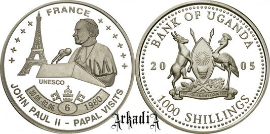 Uganda 1000 Sch 2005 - pielgrzymka Francja
