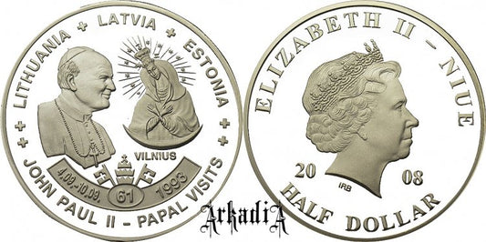 Niue 1/2 $ 2008 - pielgrzymka Litwa, Łotwa, Estonia