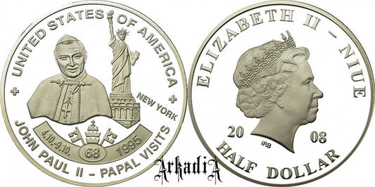 Niue 1/2 $ 2008 - pielgrzymka USA