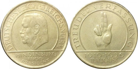 Weimar 3 marki 1929 A - przysięga