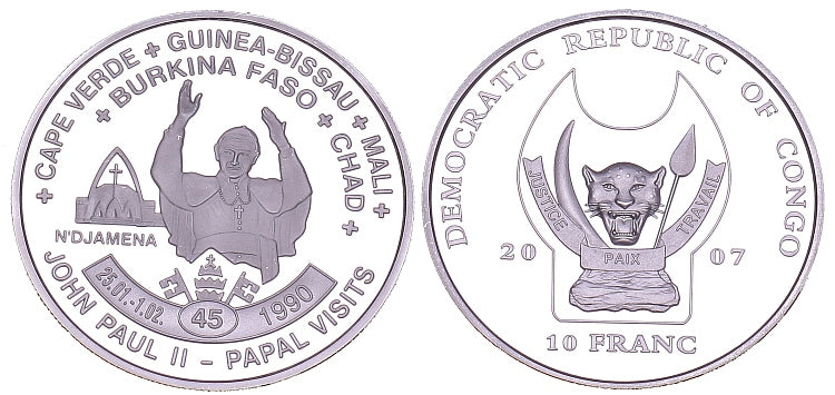 Kongo 10 F 2007 - pielgrzymka Wyspy Zielonego Przylądka, Gwinea Bissau, Mali, Burkina Faso, Czad