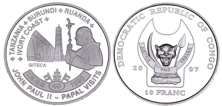 Kongo 10 F 2007 - pielgrzymka Tanzania, Burundi, Rwanda,Wybrzeże Kości Słoniowej