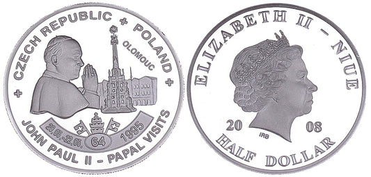 Niue 1/2 $ 2008 - pielgrzymka Czechy, Polska