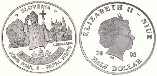 Niue 1/2 $ 2008 - pielgrzymka Słowenia